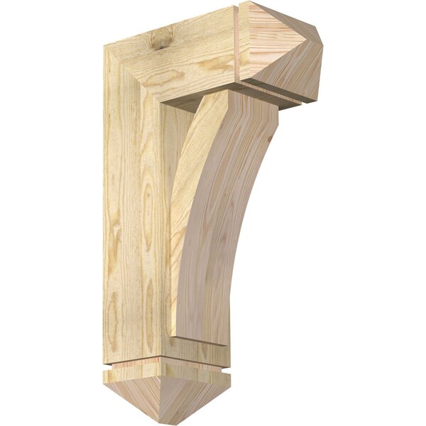 Ekena Millwork Thorton Arts and Crafts Rough Sawn Bracket w/ Offset Brace, Douglas Fir, 8"W x 18"D x 30"H BKT0806X18X30THR03RDF - main